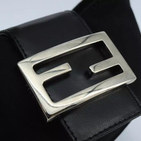 FENDI Mini Croissant Hand Bag Nylon Black Silver Auth - Picture 8 of 15